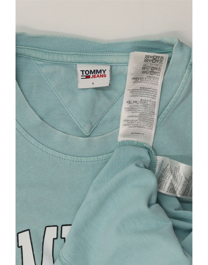 TOMMY HILFIGER T-shirt grafica da uomo Top grande in cotone blu