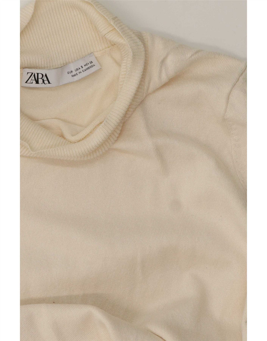 Maglione maglione collo alto da donna Zara UK 10 piccolo beige