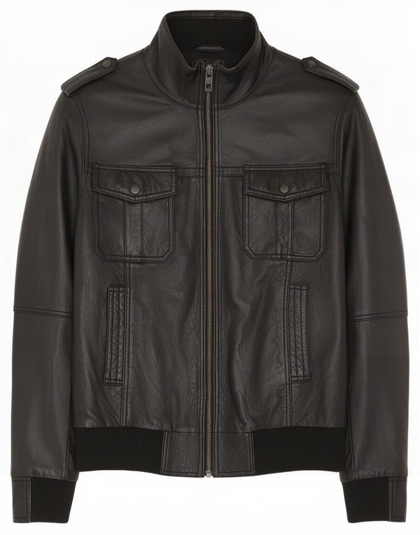 Giacca in pelle militare da uomo Bench UK 38 media nera