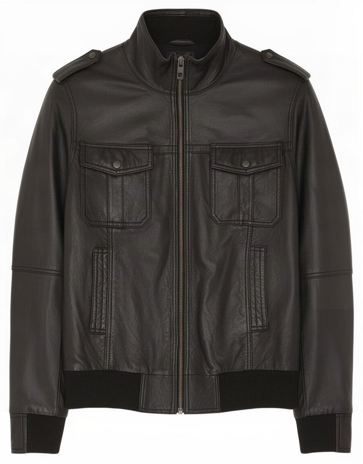 Giacca in pelle militare da uomo Bench UK 38 media nera