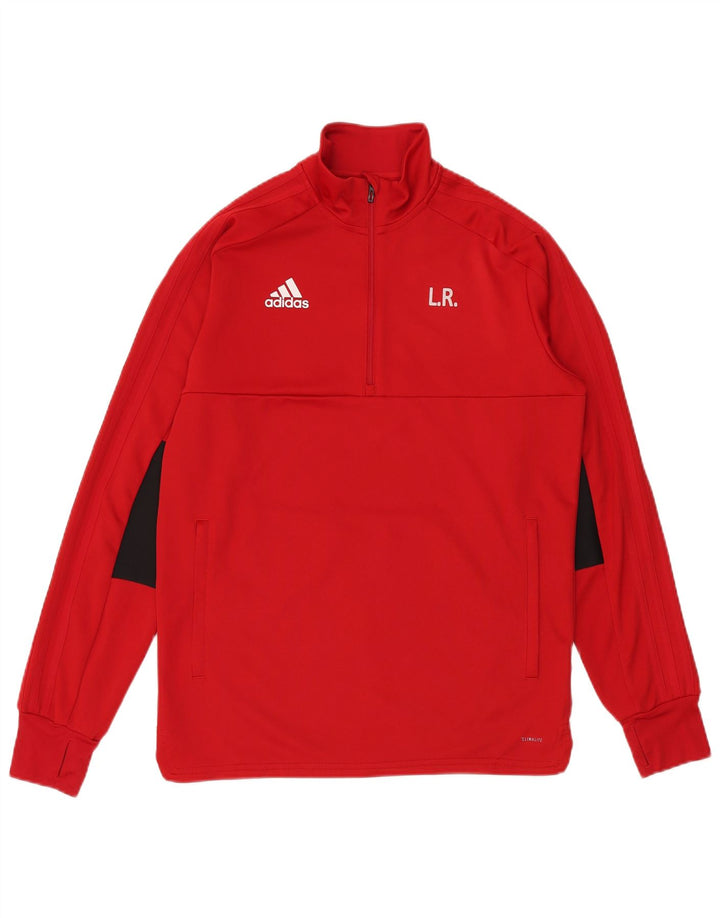 Top della tuta da ginnastica Adidas da uomo con zip grafica e collo in poliestere rosso medio