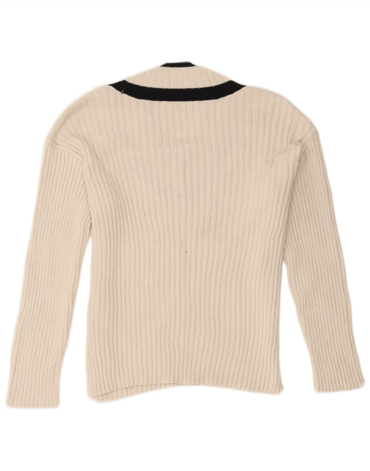 Maglione con scollo a V da donna Marks & Spencer UK 14 Blocco colore bianco medio
