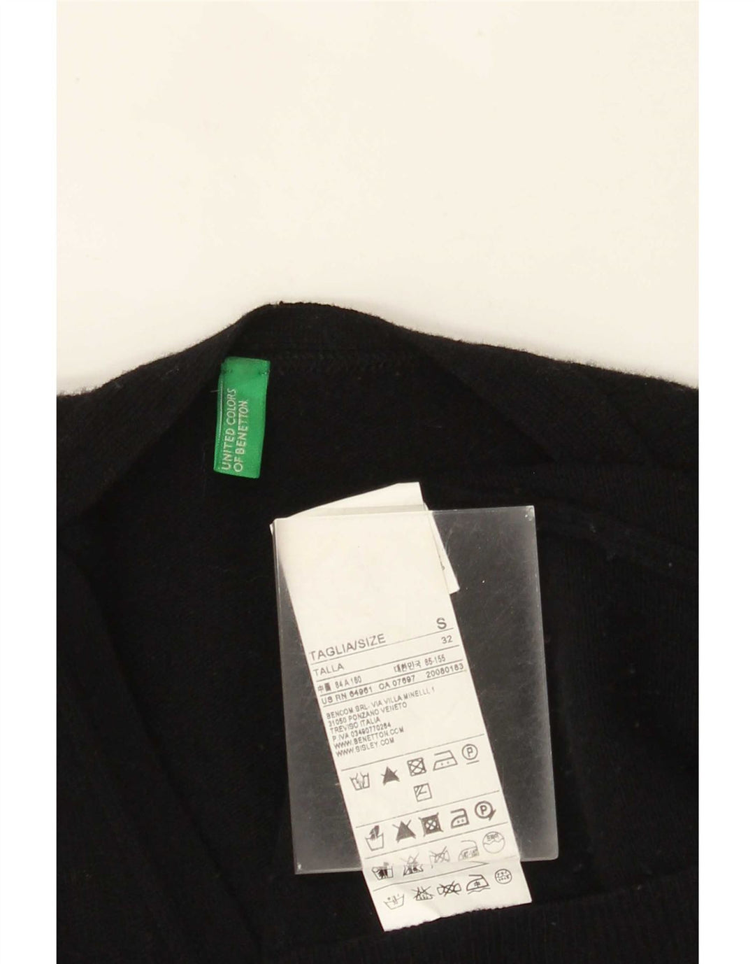 Maglione cardigan da donna Benetton UK 10 piccolo in lana nera