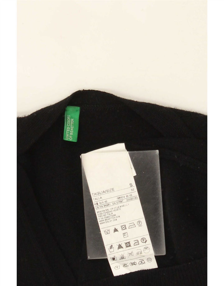Maglione cardigan da donna Benetton UK 10 piccolo in lana nera