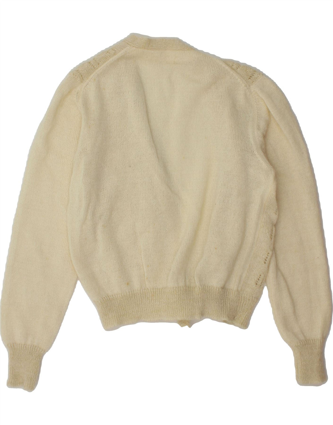 VINTAGE Womens Cardigan Sweater UK 14 Medium Beige Vintage Vintage and Second-Hand Vintage from Messina Hembry 