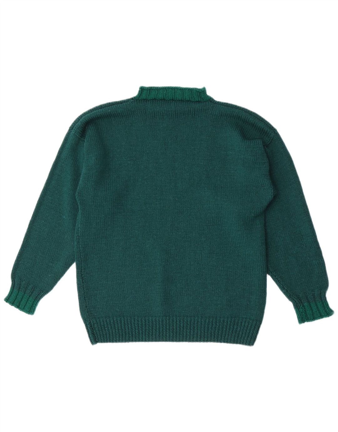 Maglione vintage da uomo con collo dolcevita verde medio geometrico
