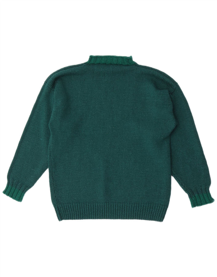 Maglione vintage da uomo con collo dolcevita verde medio geometrico