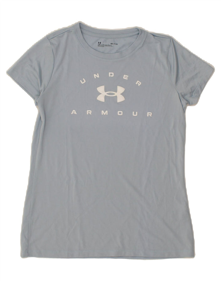 UNDER ARMOUR Womens Graphic T-Shirt Top UK 10 Small Blue Vintage Under Armour and Second-Hand Under Armour from Messina Hembry 
