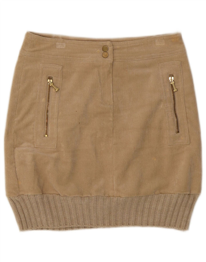 Mini gonna da donna in velluto a coste Iceberg W28 cotone beige medio