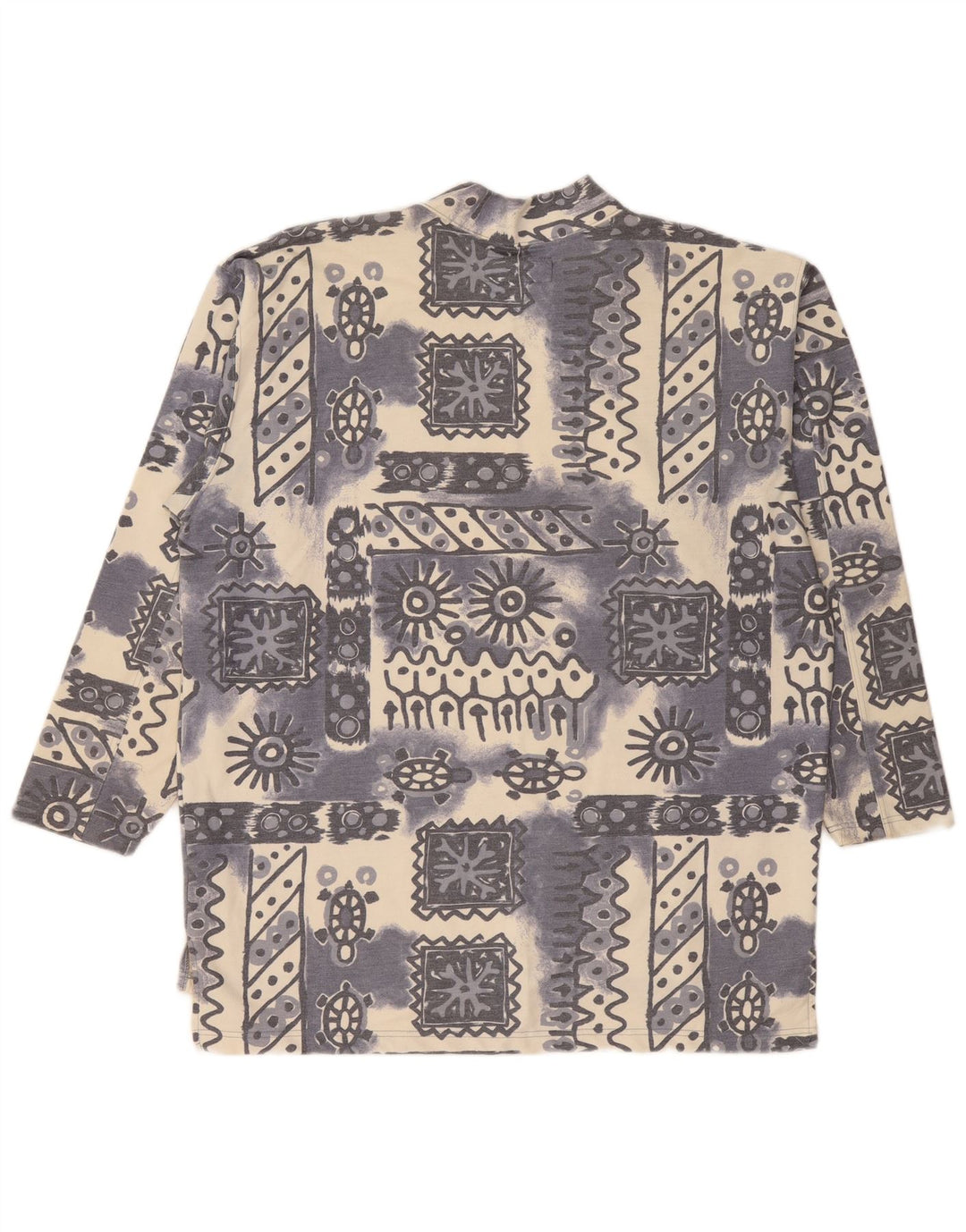 Felpa da uomo vintage maglione XL blu cotone geometrico