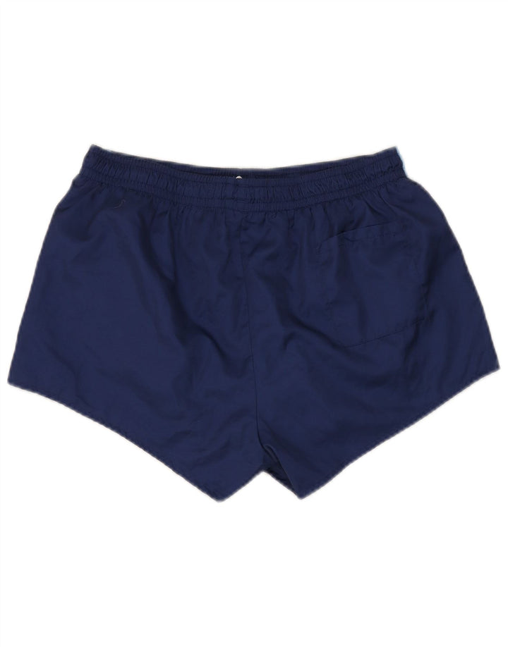 Pantaloncini da bagno vintage da uomo in poliestere color block medio blu navy