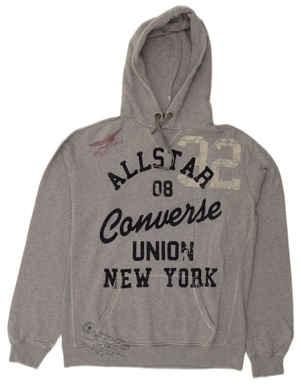 Felpa con cappuccio grafica da uomo Converse XL grigia