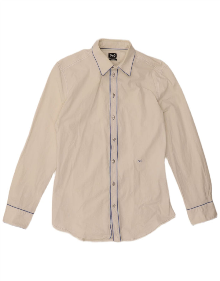 DOLCE & GABBANA Mens Slim Shirt IT 48 Medium White Cotton