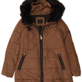 Cappotto imbottito con cappuccio da donna Zara UK 16 grande poliestere marrone