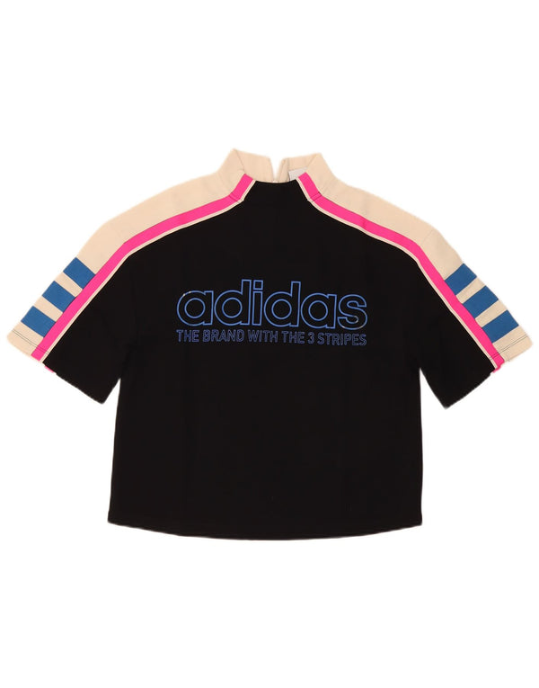 T-shirt grafica corta Adidas da donna a tre strisce UK 6 XS Nera
