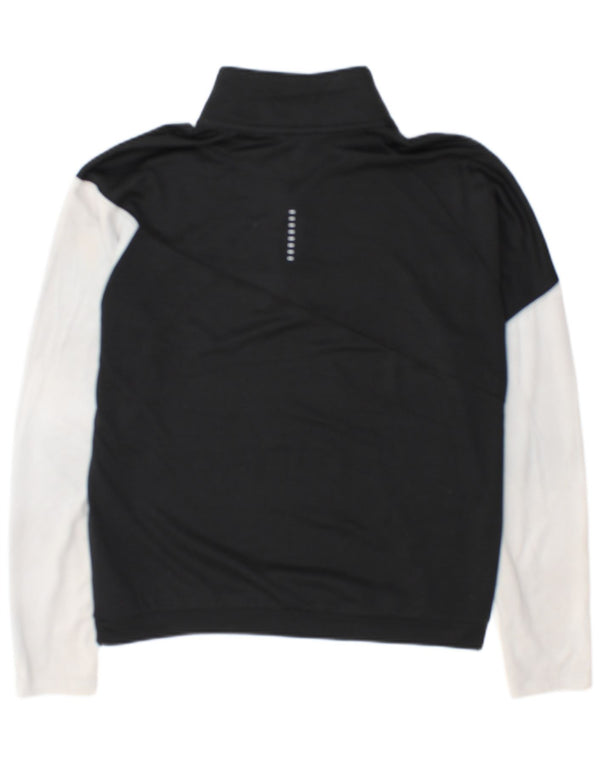 Top della tuta da ginnastica Nike da donna con collo e zip UK 14 Medium Black Colourblock