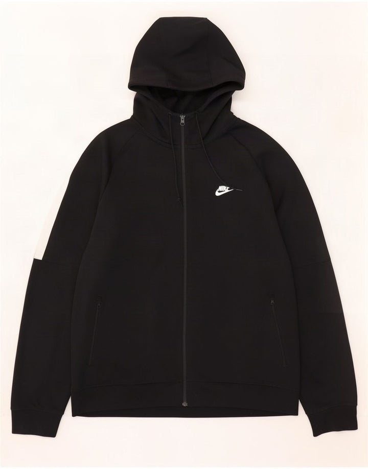Felpa con cappuccio e zip da uomo Nike 2XL poliestere color block nero