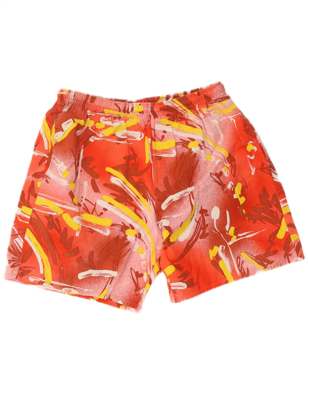 Pantaloncini da bagno vintage da uomo con motivo astratto IT 52 XL in cotone rosso