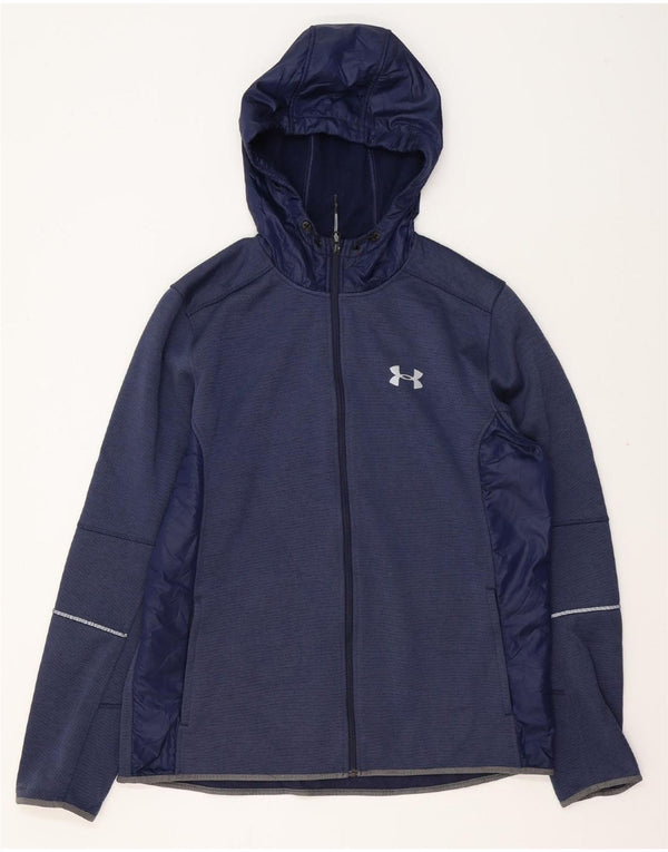 Felpa con cappuccio e zip da uomo UNDER ARMOUR XL poliestere blu navy