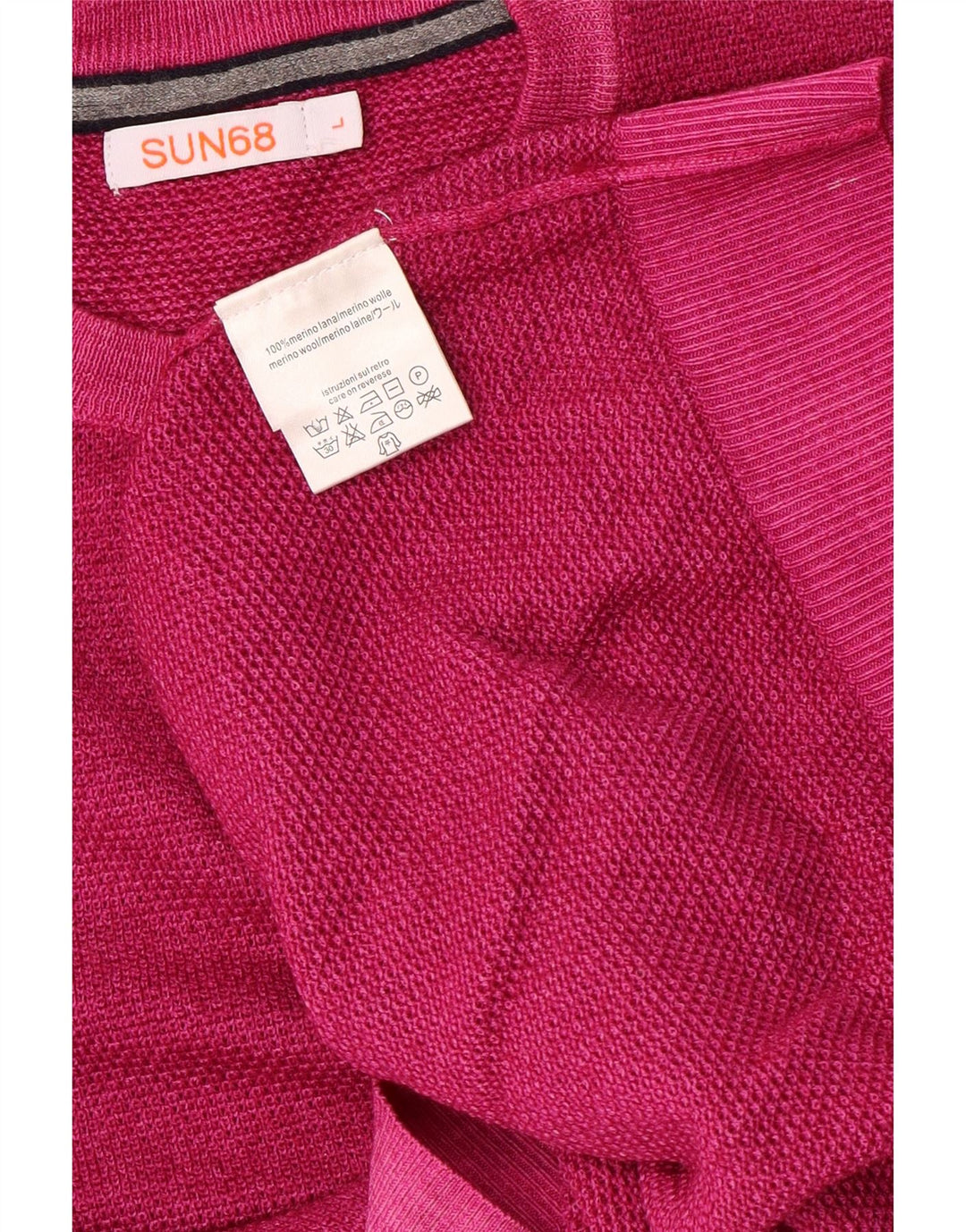 Maglione maglione girocollo da uomo Sun68 grande lana rosa