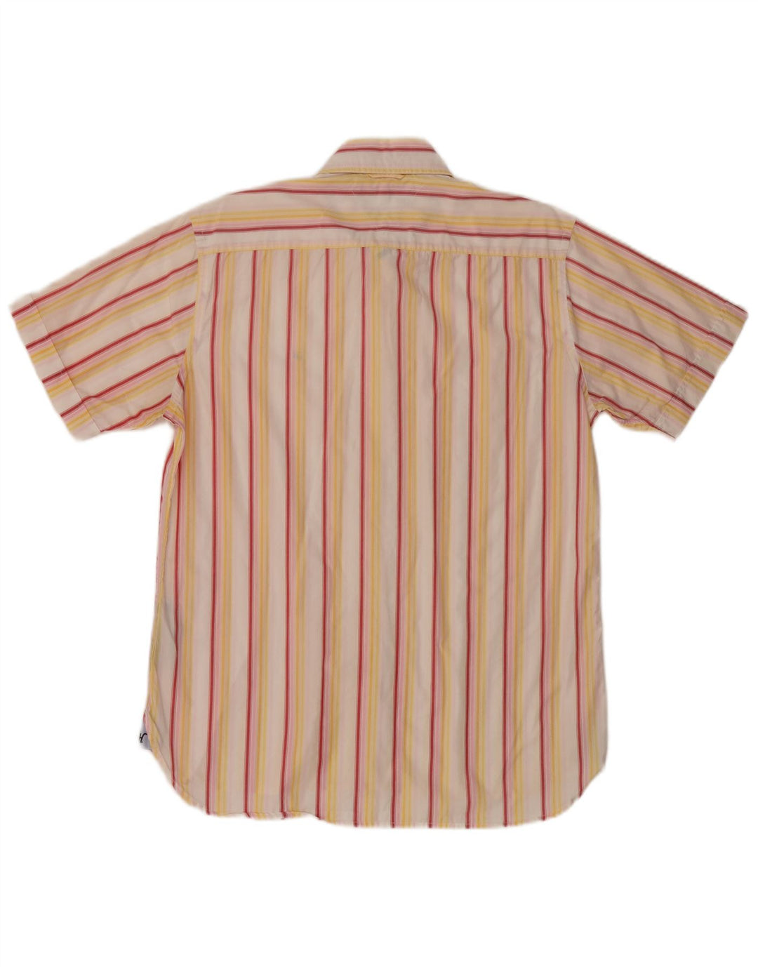 Camicia a maniche corte da uomo Tommy Hilfiger in cotone a righe gialle medie