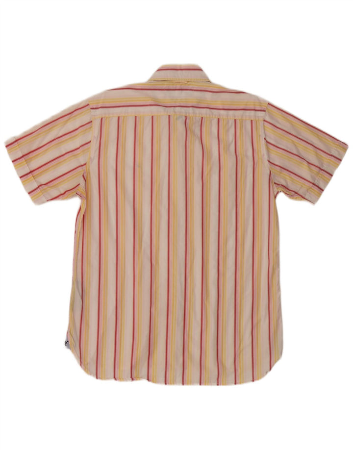 Camicia a maniche corte da uomo Tommy Hilfiger in cotone a righe gialle medie