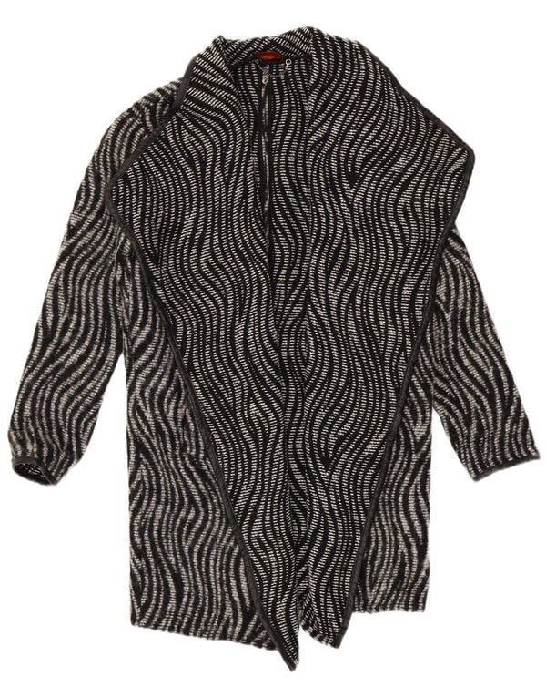 Cappotto Donna Trussardi Jeans in Maglia IT 40 Small Nero Stampa Animalier