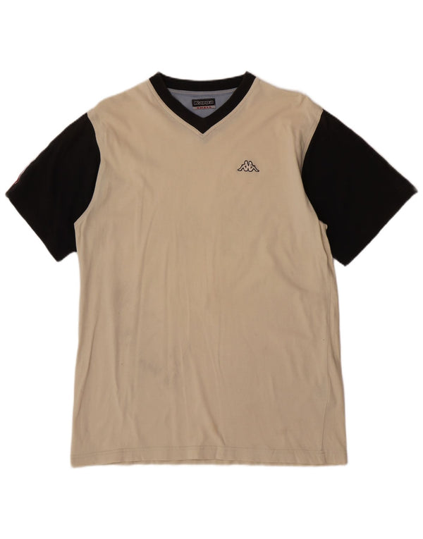 T-shirt da uomo Kappa Top Small in cotone color block beige