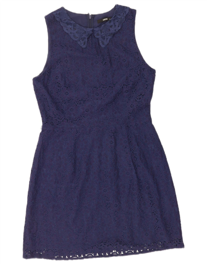 Abito a trapezio senza maniche da donna Oasis UK 12 Medio blu navy in poliammide