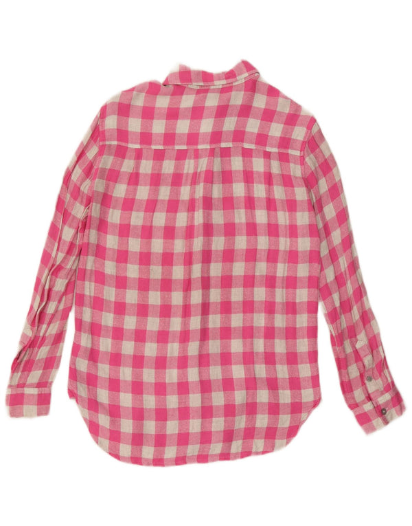 Camicia in flanella oversize da donna Joules UK 10 piccola viscosa a quadretti rosa