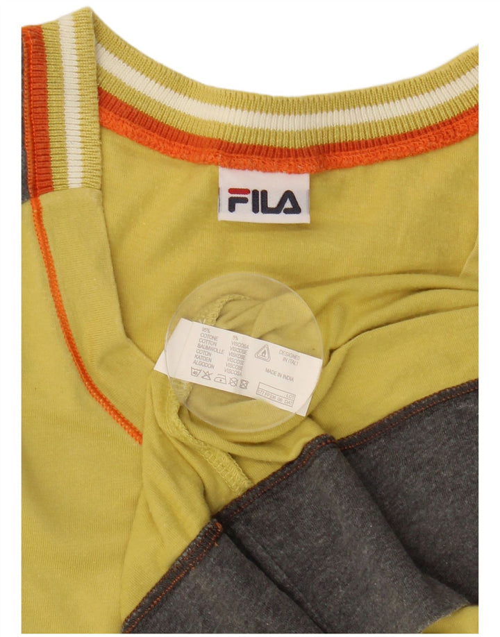 T-shirt grafica da uomo Fila Top in cotone color block giallo medio
