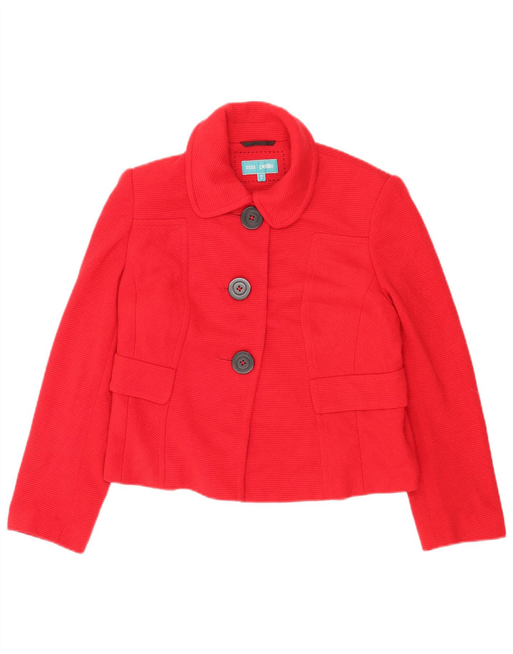 Giacca blazer a 3 bottoni Petite Crop da donna Marks & Spencer UK 14 grande rossa