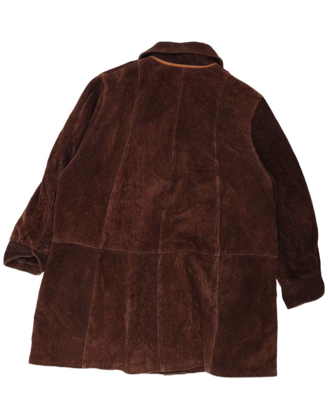 Soprabito vintage in pelle scamosciata oversize da donna UK 20 2XL Marrone