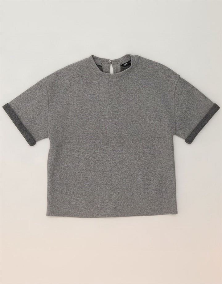 Top in camicetta da donna Zara UK 10 piccolo poliestere grigio