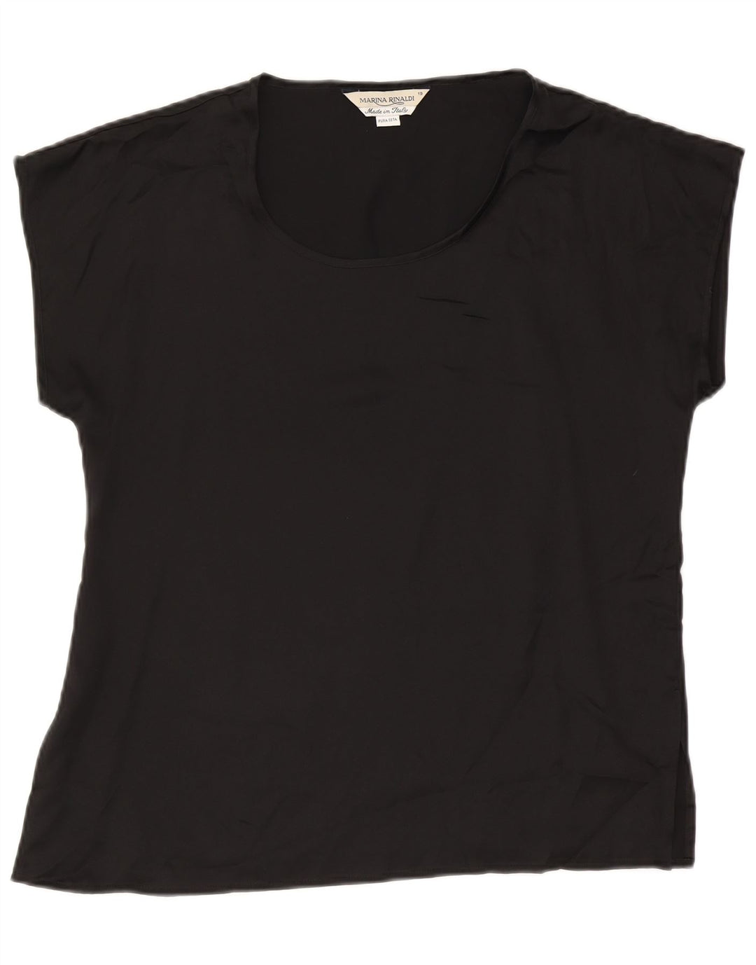 Marina Rinaldi Camicetta oversize da donna taglia 19 piccola seta nera