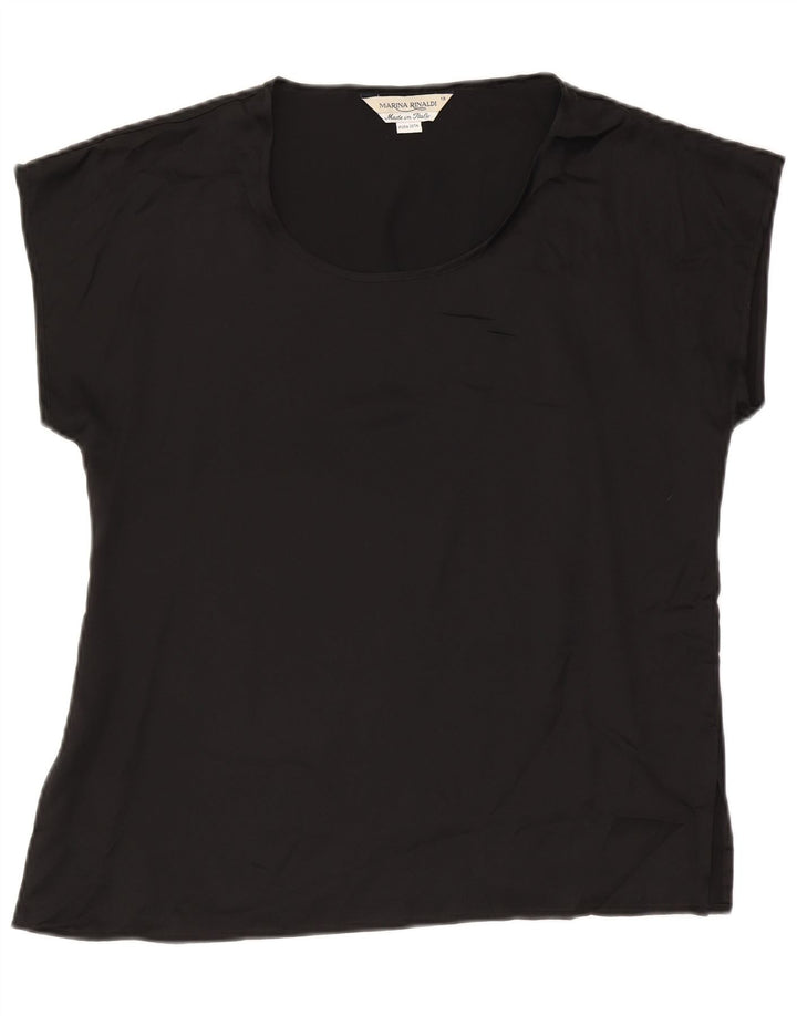 Marina Rinaldi Camicetta oversize da donna taglia 19 piccola seta nera