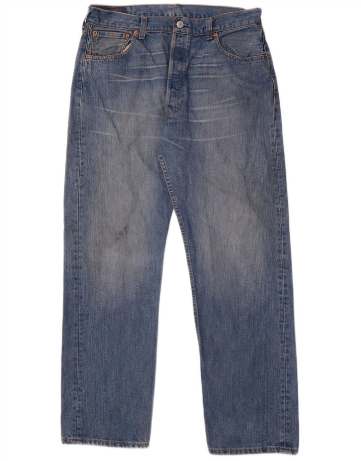 LEVI'S Mens 501 Straight Jeans W36 L32 Blue Cotton