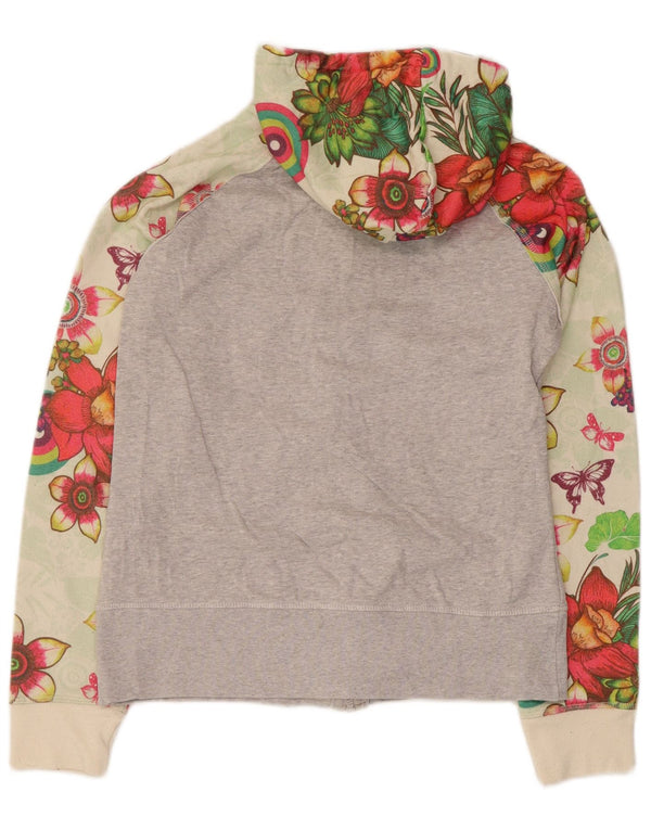 Desigual Donna Felpa con cappuccio e zip UK 12 Medium Multicolore Floreale