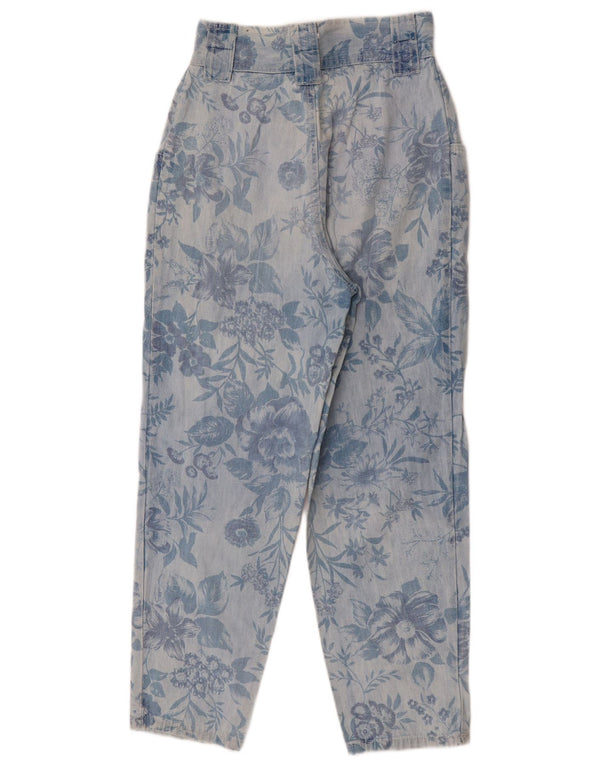 Vintage Womens Straight Jeans W30 L26 Blue Floral Cotton