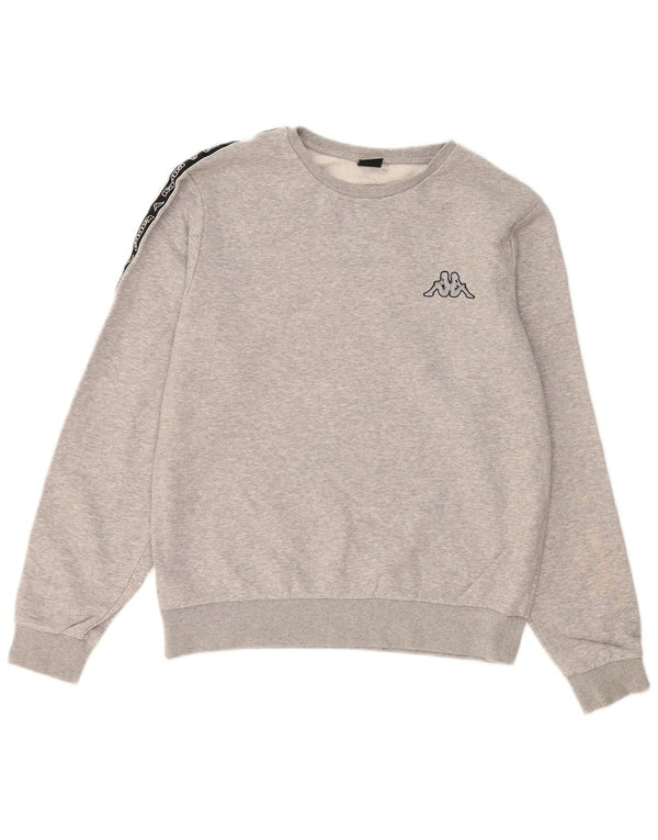 Felpa grafica da uomo KAPPA maglione grande in cotone grigio