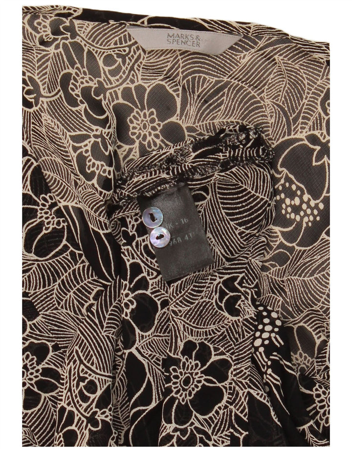 Top camicetta da donna Marks & Spencer UK 16 grande nero floreale