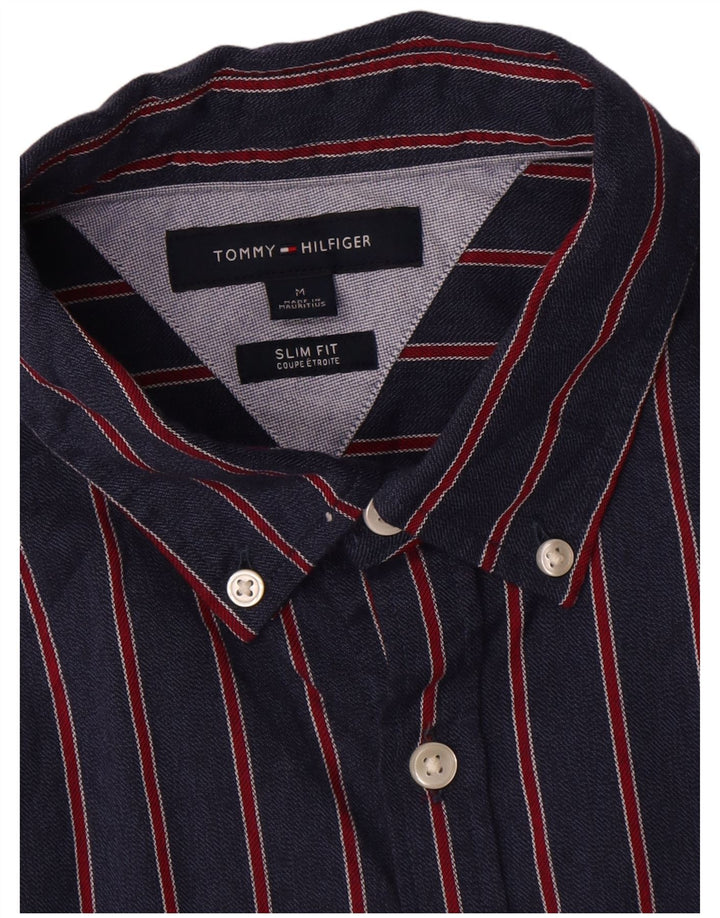 Camicia slim fit da uomo Tommy Hilfiger cotone medio a righe blu navy