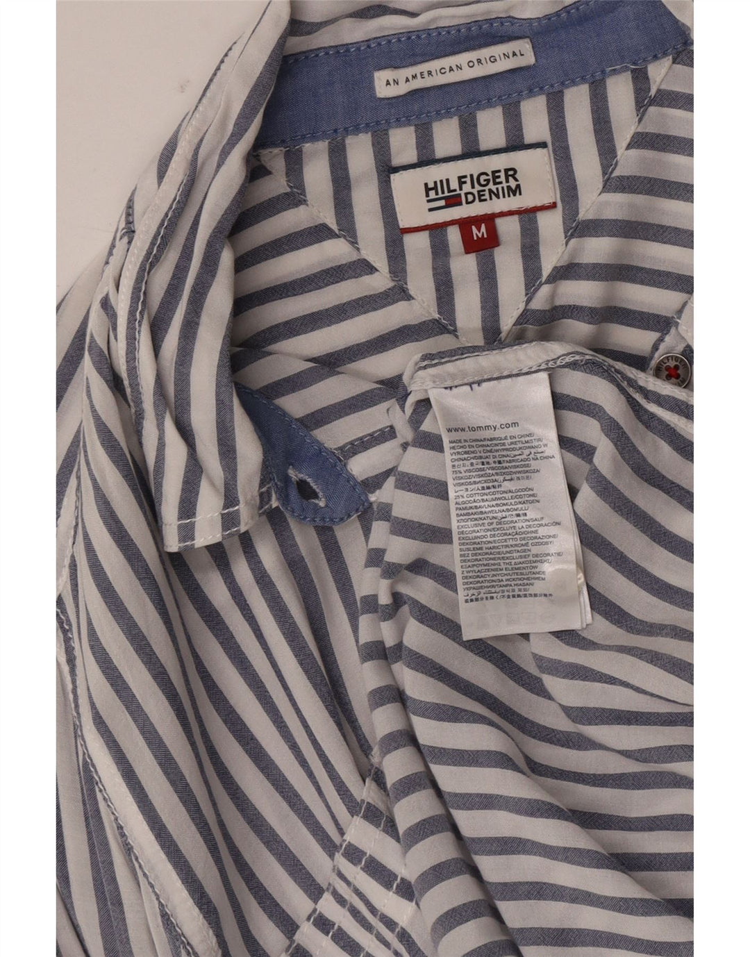 Camicia da donna Tommy Hilfiger UK 14 Viscosa gessata bianca media