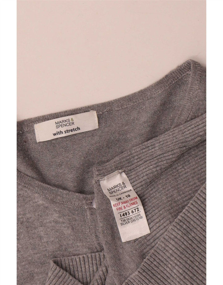 Maglione cardigan da donna Marks & Spencer UK 10 piccolo viscosa grigia