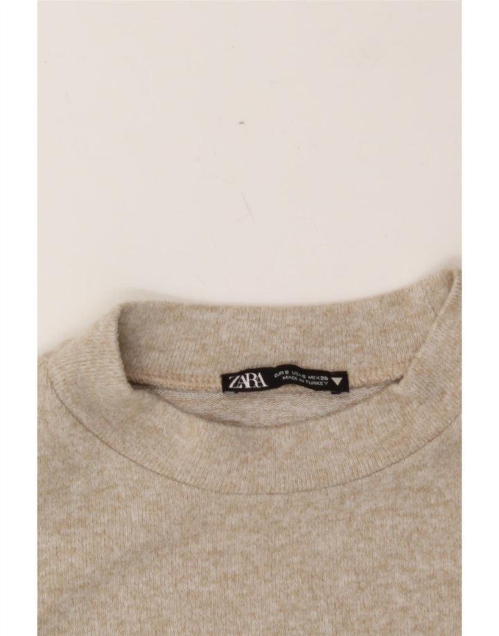 ZARA Womens Crew Neck Jumper Sweater UK 10 Small Beige Viscose Vintage Zara and Second-Hand Zara from Messina Hembry 