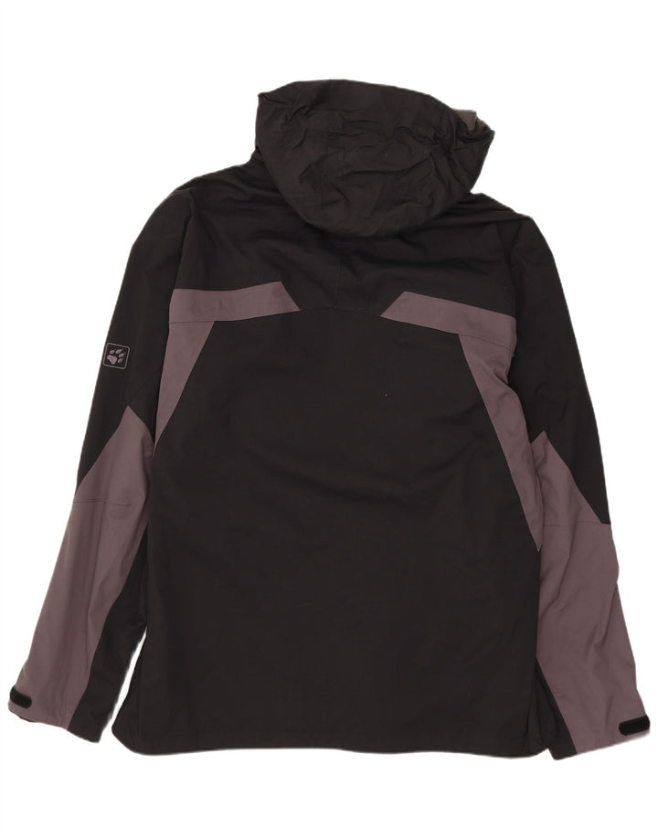JACK WOLFSKIN Giacca antipioggia da uomo con cappuccio UK 36/38 Medium Nero Colourblock