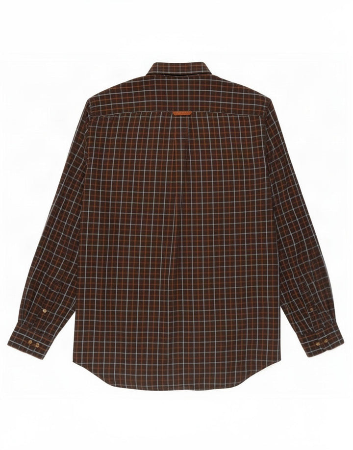 Camicia da uomo in flanella Barbour, cotone a quadri marroni grandi
