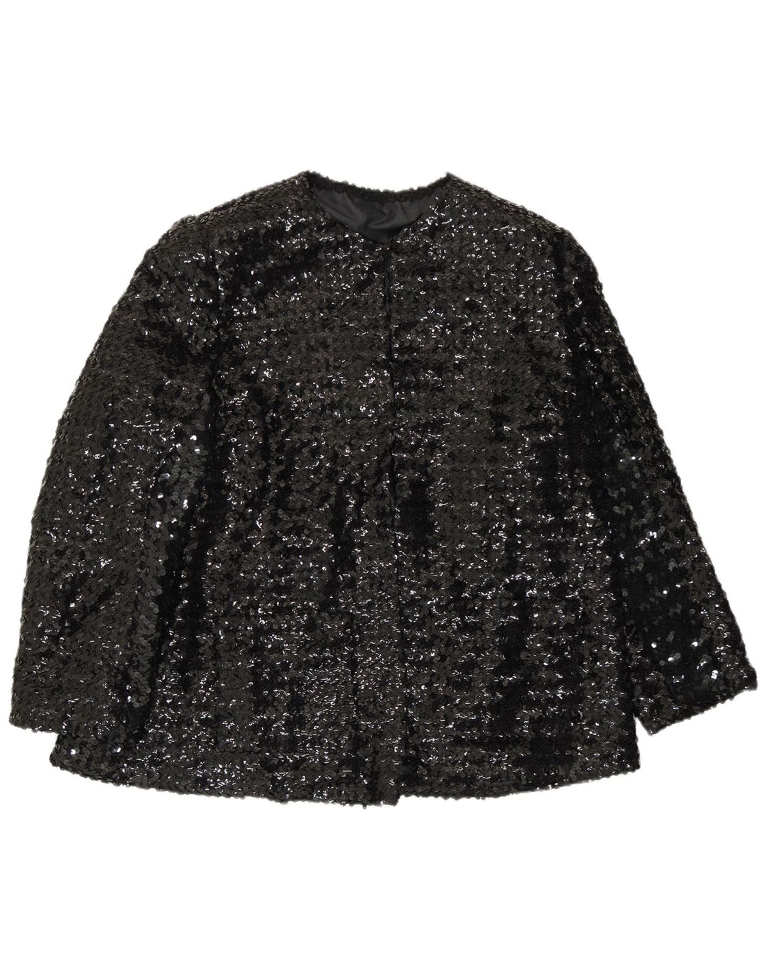 Giacca blazer con paillettes vintage da donna UK 14 grande nera