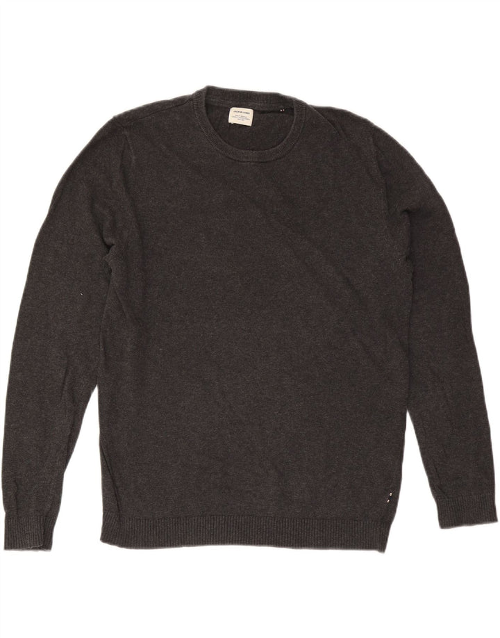 Maglione maglione girocollo da uomo Jack & Jones in cotone grigio medio