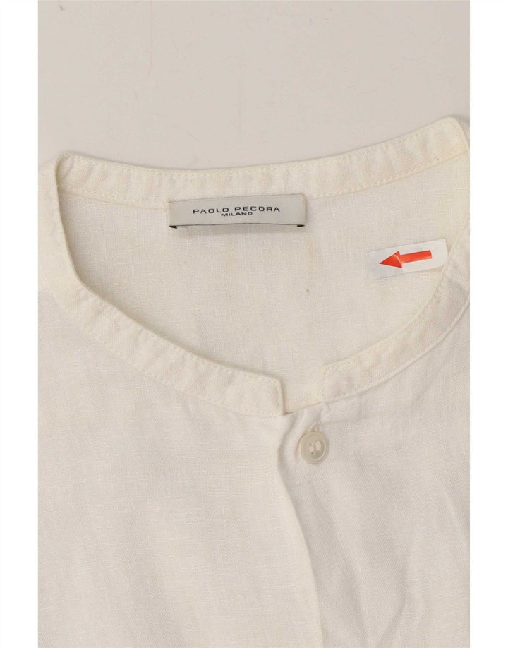 Camicia da uomo Paolo Pecora taglia 40 Lino bianco medio